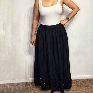 Stonebridge Black Studded Vintage Maxi Skirt Sz 2X